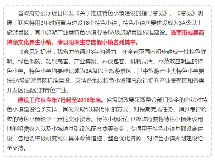 甘肅計(jì)劃3年建18個(gè)特色小鎮(zhèn)，看看隴南有幾個(gè)~